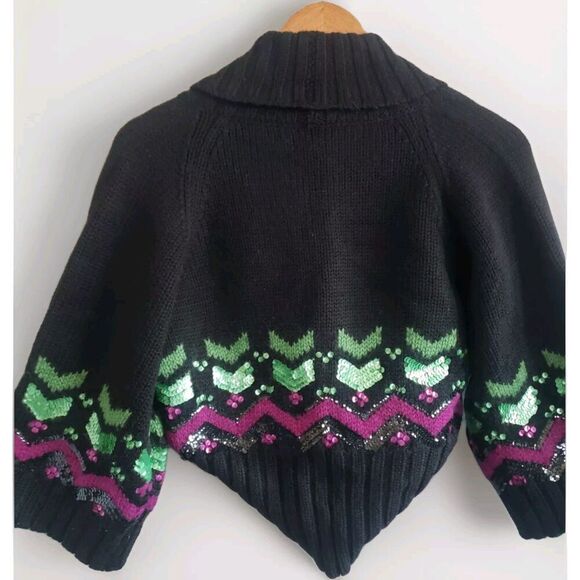 French Connection  Bolero Women's Medium Black Sequins  100% Wool Nwt - Picture 6 of 10